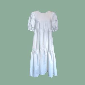 White babydoll midi dress